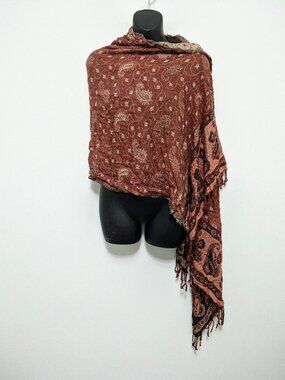 Vintage Burnt Orange Paisley Scarf – Soft & Lightweight